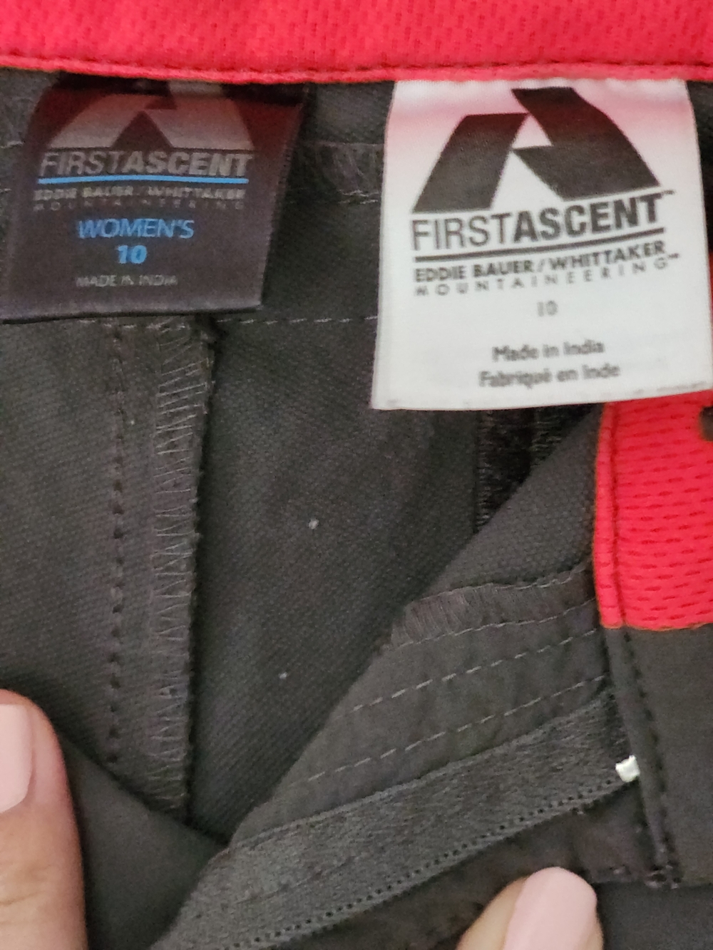 Eddie Bauer Dark Gray First Ascent Hiking Pants Orange Waistband Size 10 - Picture 9 of 12